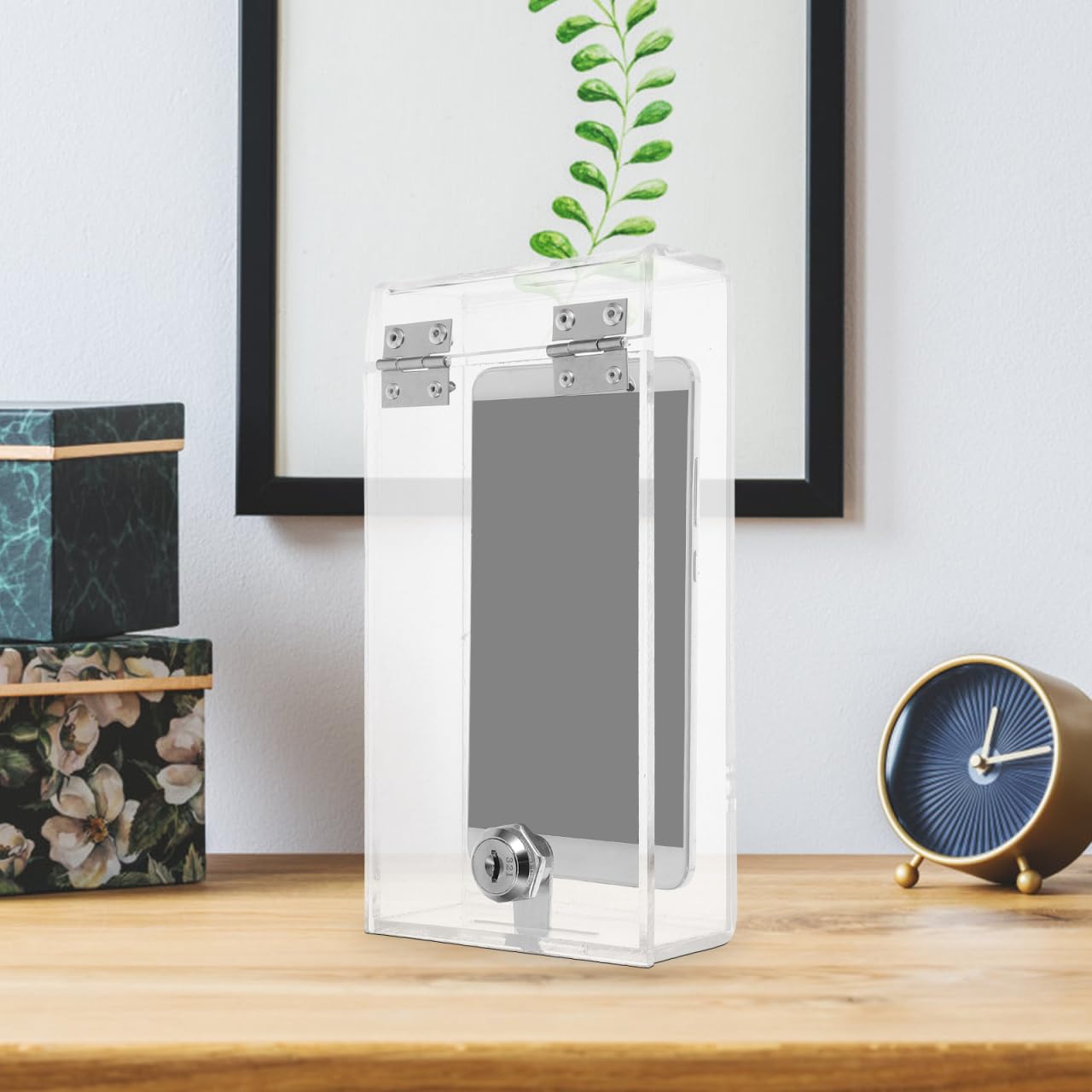 Operitacx Transparente Abschließbare Handy-Aufbewahrungsbox 8"X4"X2" Mobiler Telefonschrank Für Büro Und Klassenzimmer Sicherer Smartphone-Aufbewahrungsschrank Mit Schloss