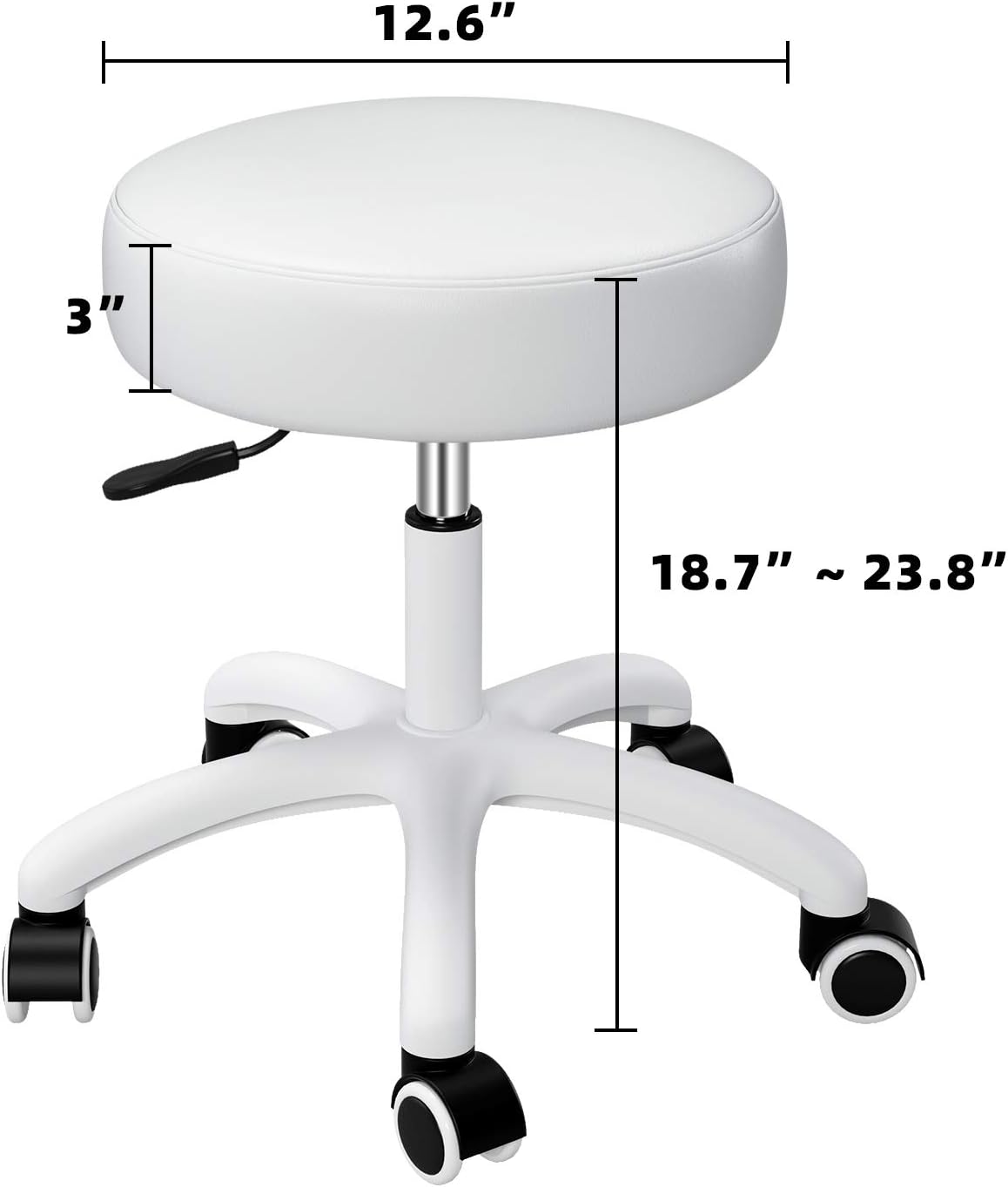 Rolling Stool with Wheels,Heavy Duty Lash Chair Adjustable for Tatoo Lab Massage Salon Spa Drafting Nail Teach,360 Swivel,Leather,Thick Seat Padding : Beauty & Personal Care