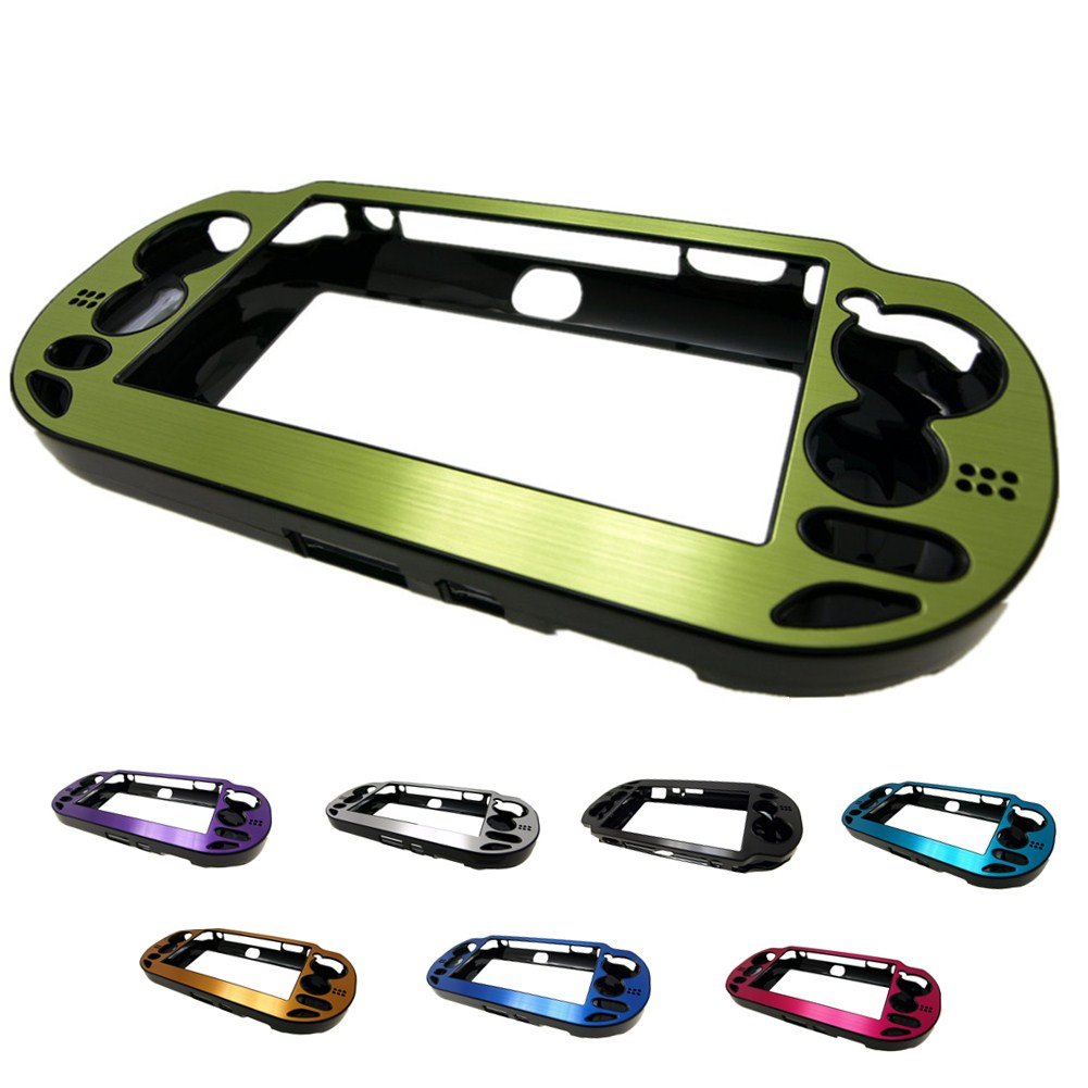 For PlayStation PS VITA (1st Gen PCH-100x Not for Silm Version) Aluminum Brushed Metal Plated Plastic Crystal Case Skin Protector Cover + Free Screen Protector