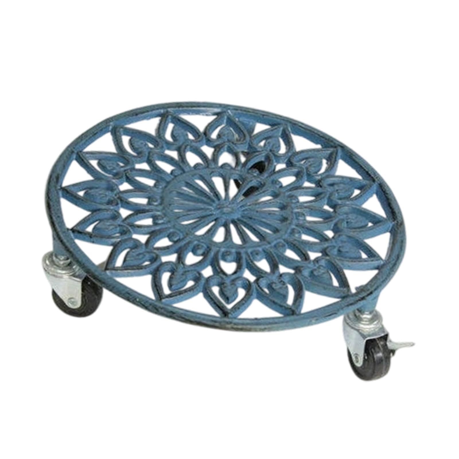 Soporte Rodante para Plantas, Bandeja para Macetas con Ruedas, Carro para Mover Macetas, Base de Hierro con Ruedas para Cubos de Basura Pesados, Azul