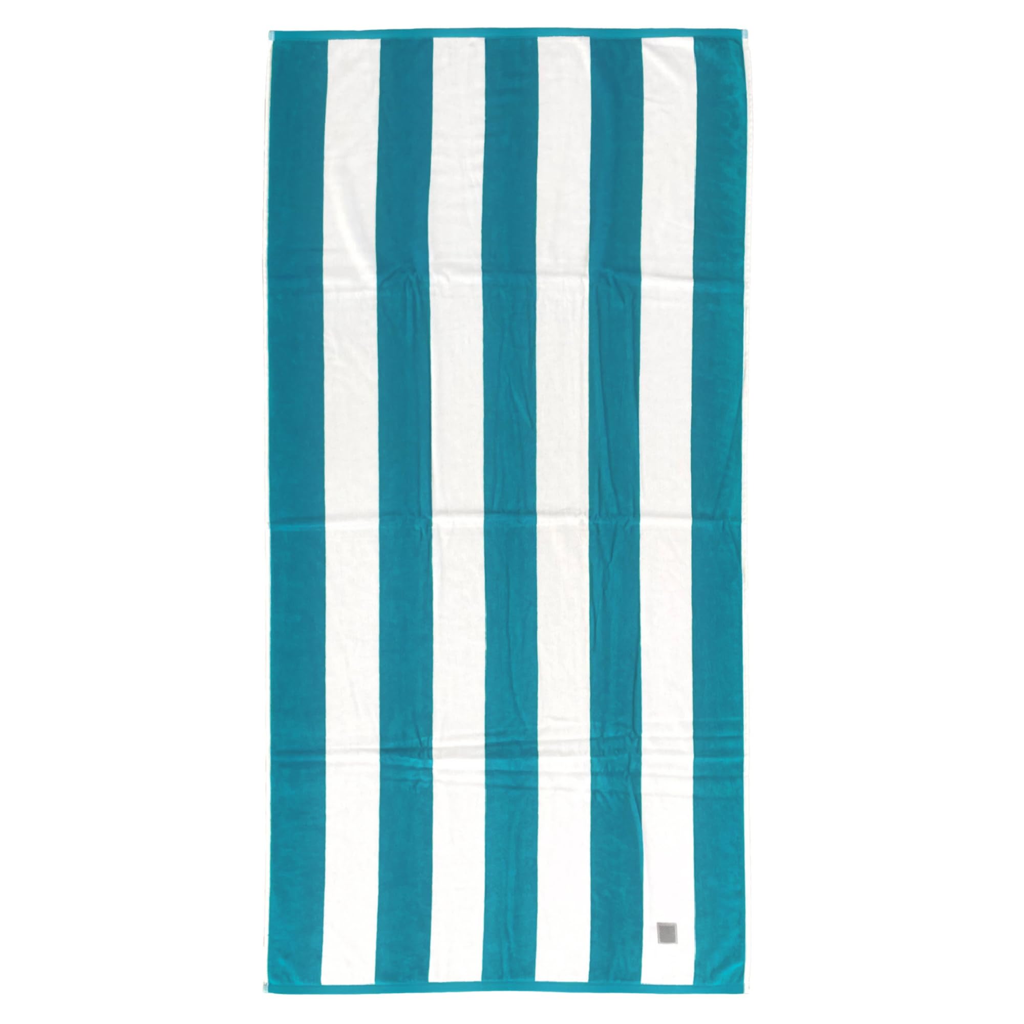 MOMOMUS Toalla de Playa de Algodón Velour 100% - Rayas Cabana, Suave, Ultraabsorbente - Ideal como Toalla de Playa Grande Antiarena y Toalla de Piscina Grande - Turquesa, 90x180 cm