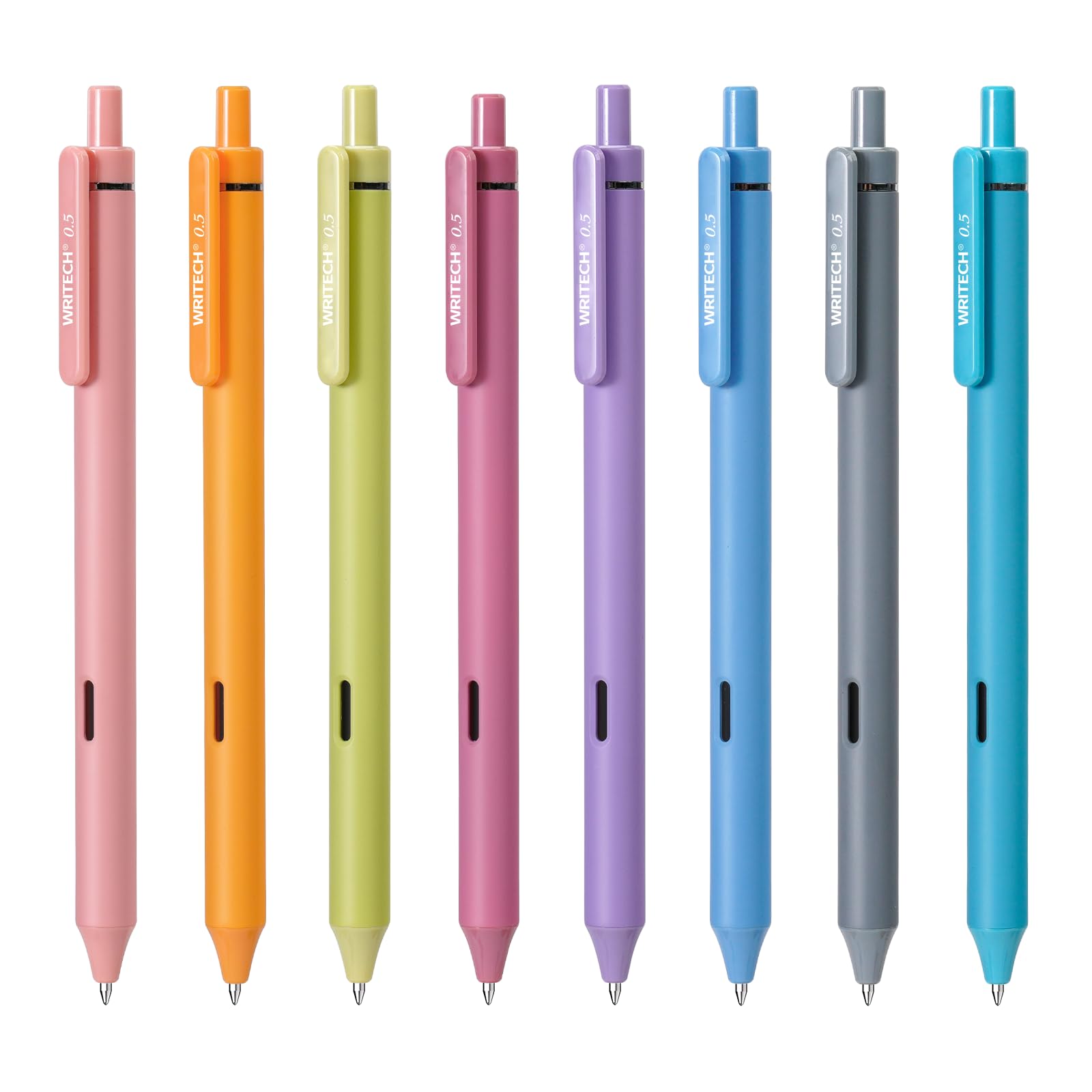 WRITECH Fine Point Gel Pens: 8ct 0.5mm Multi Colored Ink Colors Retractable Pen for Smooth Writing Note Taking Journaling Assorted Coloring No Bleed &