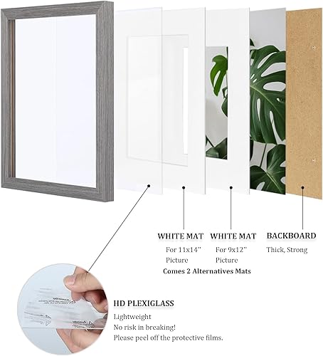 Miniatura 4 de Egofine Portarretratos de 12 x 16 pulgadas de madera maciza con plexiglás, para fotos de 9 x 1211 x 14 pulgadas con paspartú o de 12 x 16 pulgadas