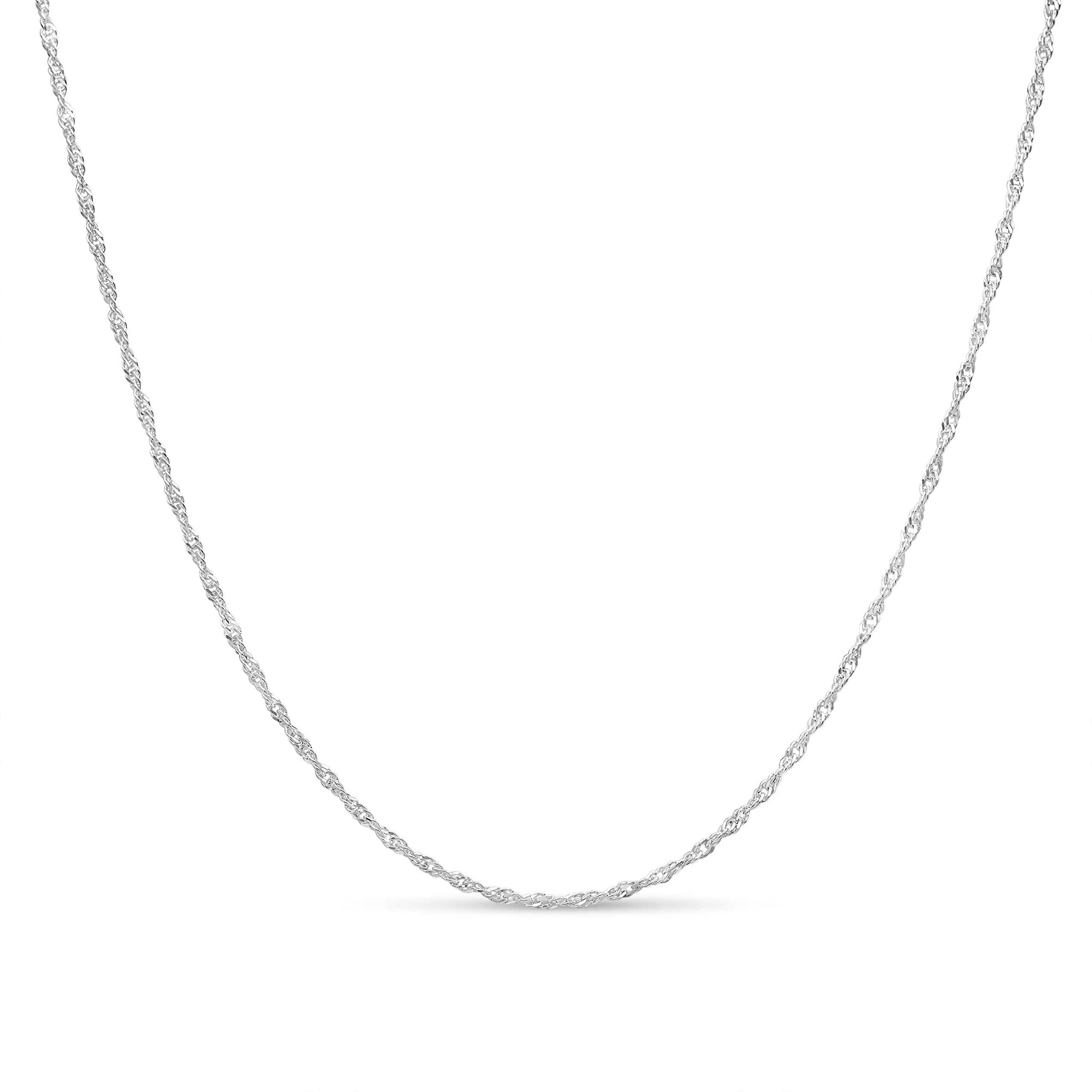 KEZEFItalian Twisted Gold Silver Curb Chain Necklace - 925 Sterling Silver Chain Necklace for Women and Men- Singapore Twist Chain - Premium Gold Over Finish - Twisted Rope Silver Gold Necklace - 2mm