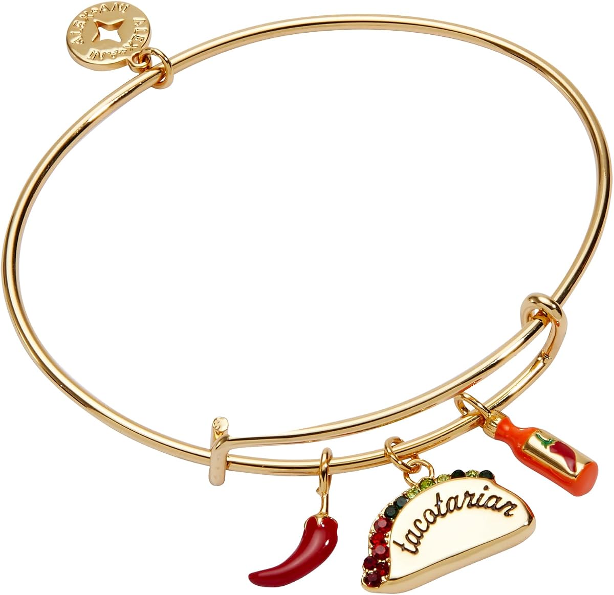 Alex and Ani Taco Multi Charm EWB | Charm For Bracelet | Gold-Plated, Crystal & Enamel | Taco Lover Gift | Jewelry Charm