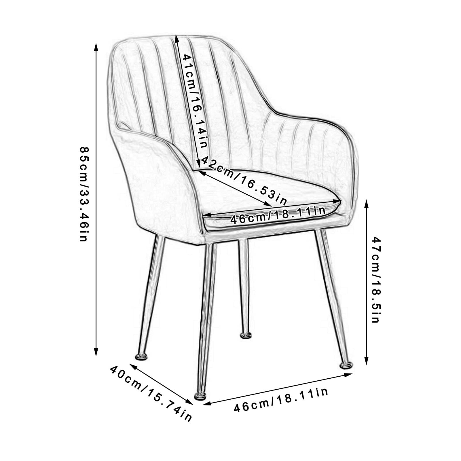 SJIALEN Modern Kitchen Dining Chairs, for Office Kitchen Bedroom Chairs with Metal Legs Velvet Backrests Seat Living Room Armchair Kitchen Chair (Color : Blue, Size : 46x40x85cm)