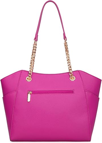 Vista 33 de Montana West Bolso de mano para mujer con asa superior con cadena Gris/Negro,M Café,M Deep Rose Rojo,verde, (M Green),Beige,Monograma