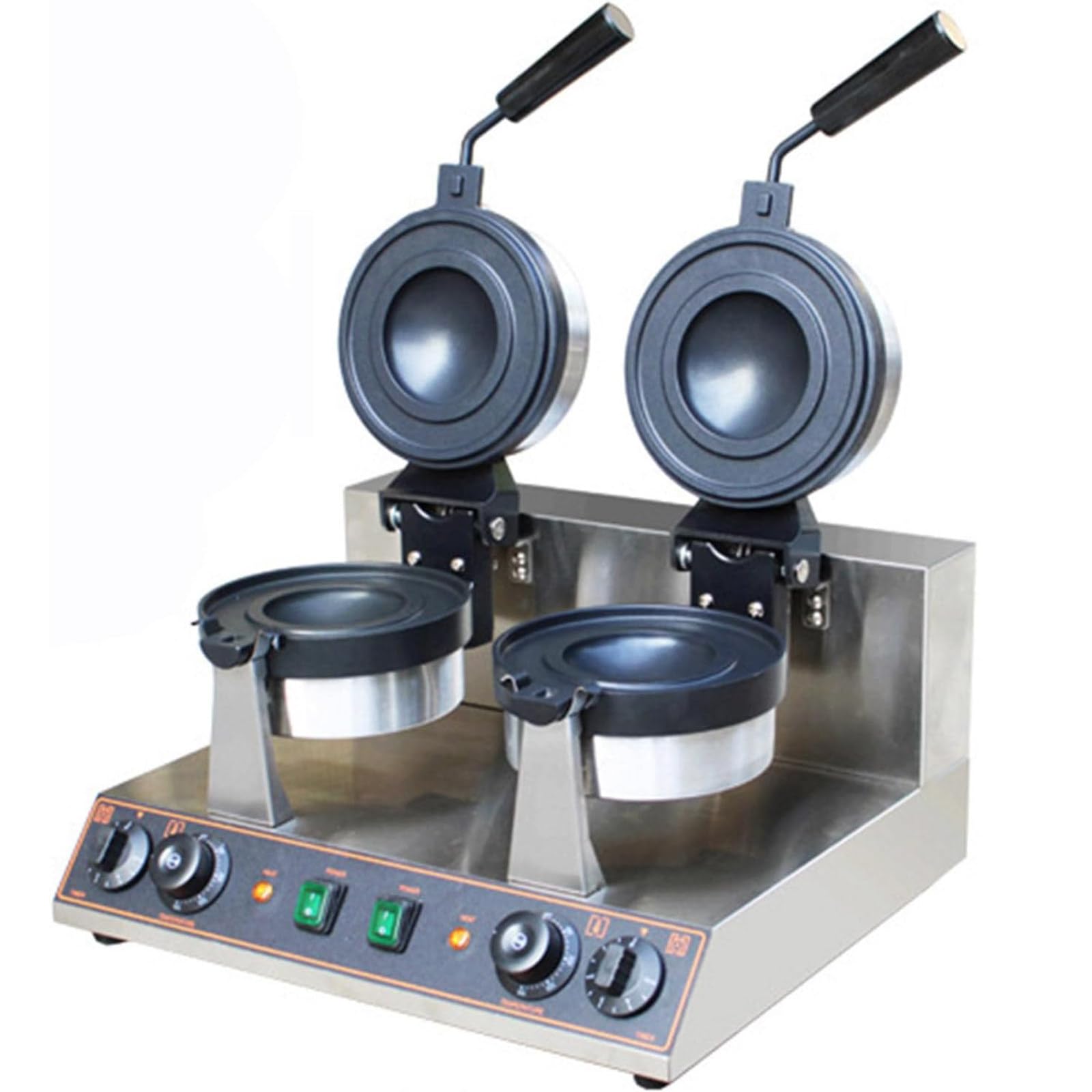 NGDFGR Waffle Iron - Stainless Steel Nonstick Plates Maker With Time & Temperature Control For Home Party,Donut Heating Machine,Doublehead
