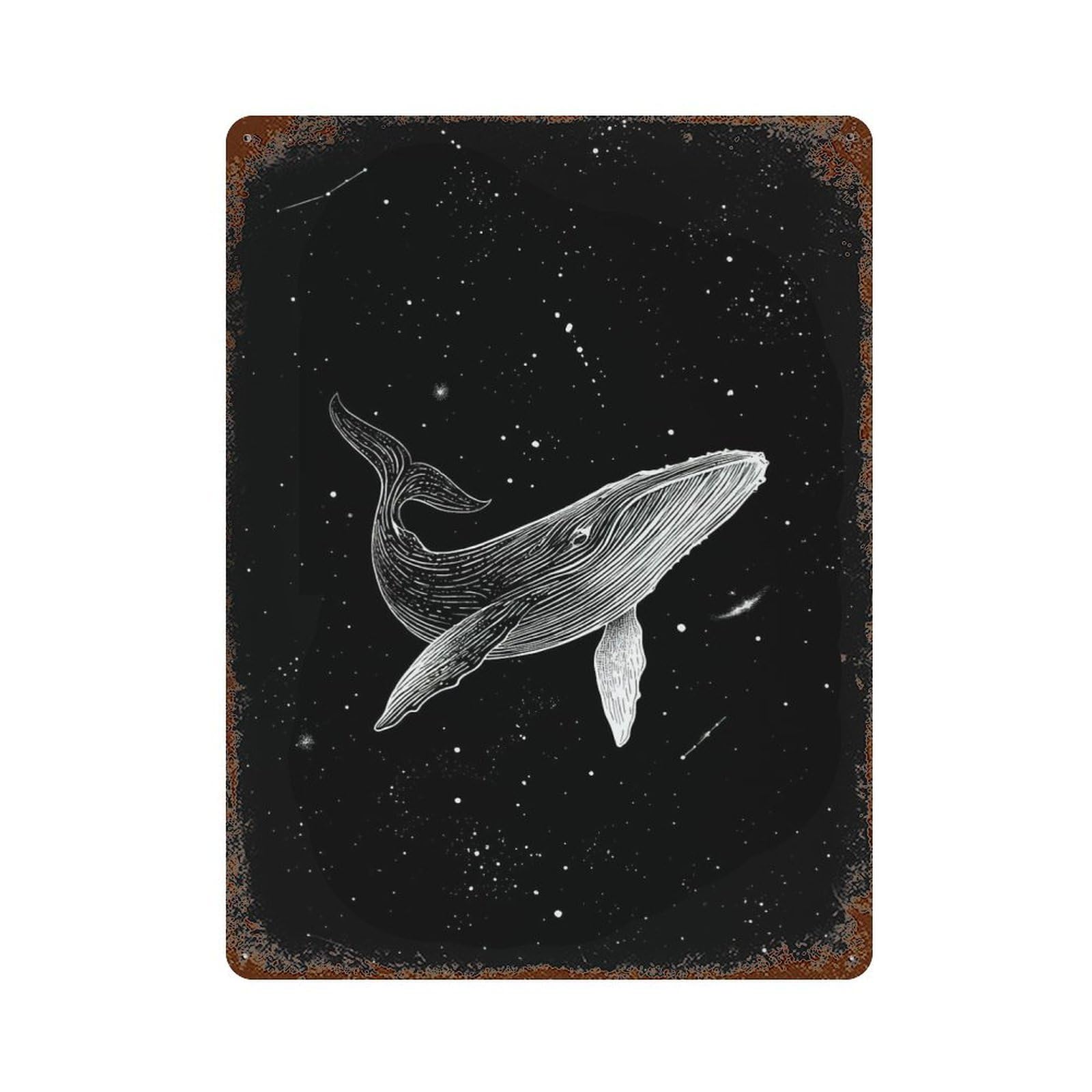 Whale in Space Retro Metal Sign 15.7"x11.8", for Pub, Kitchen And Man Cave Decor, Industrial Home Decor