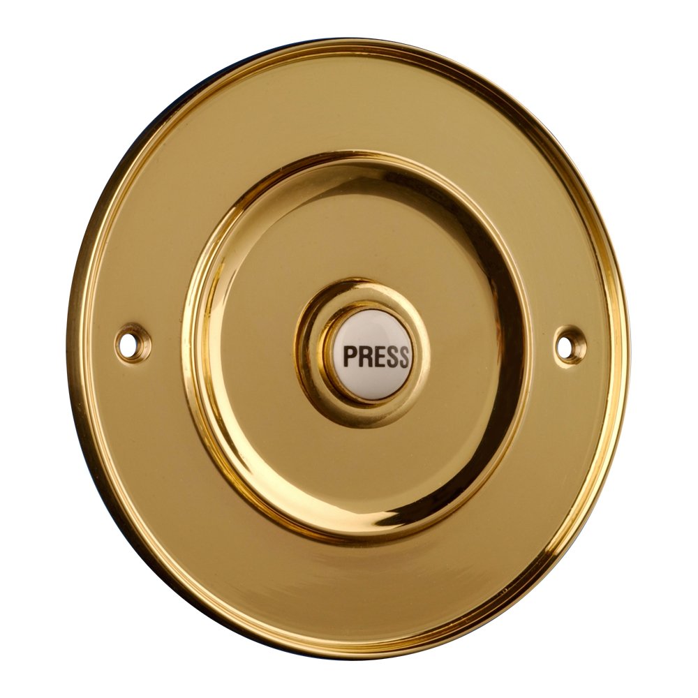 House Of Brass Polished Brass 100Mm Dia Bell Push With China Press