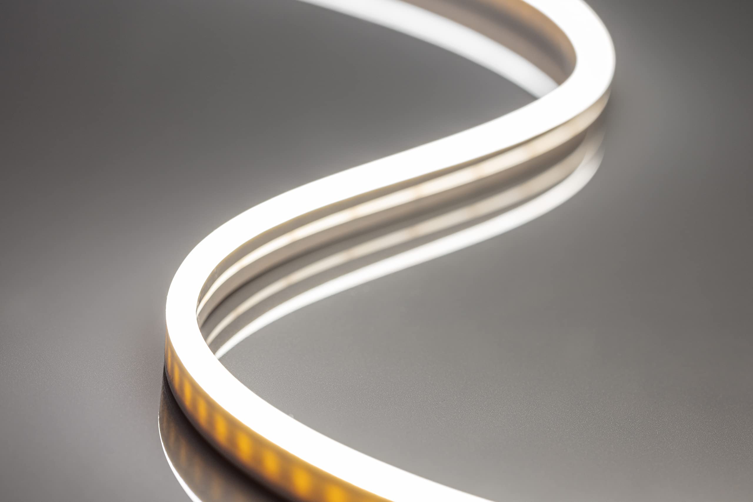 GTV LED NEON flex 12V | warmweiß 3200 K | wasserdicht IP65 | 40W, 6mm, 5m | Endkappen, Clips | Außen und Innen | Kürzbar |LED Stripes Lichtband Selbstklebend - led strip