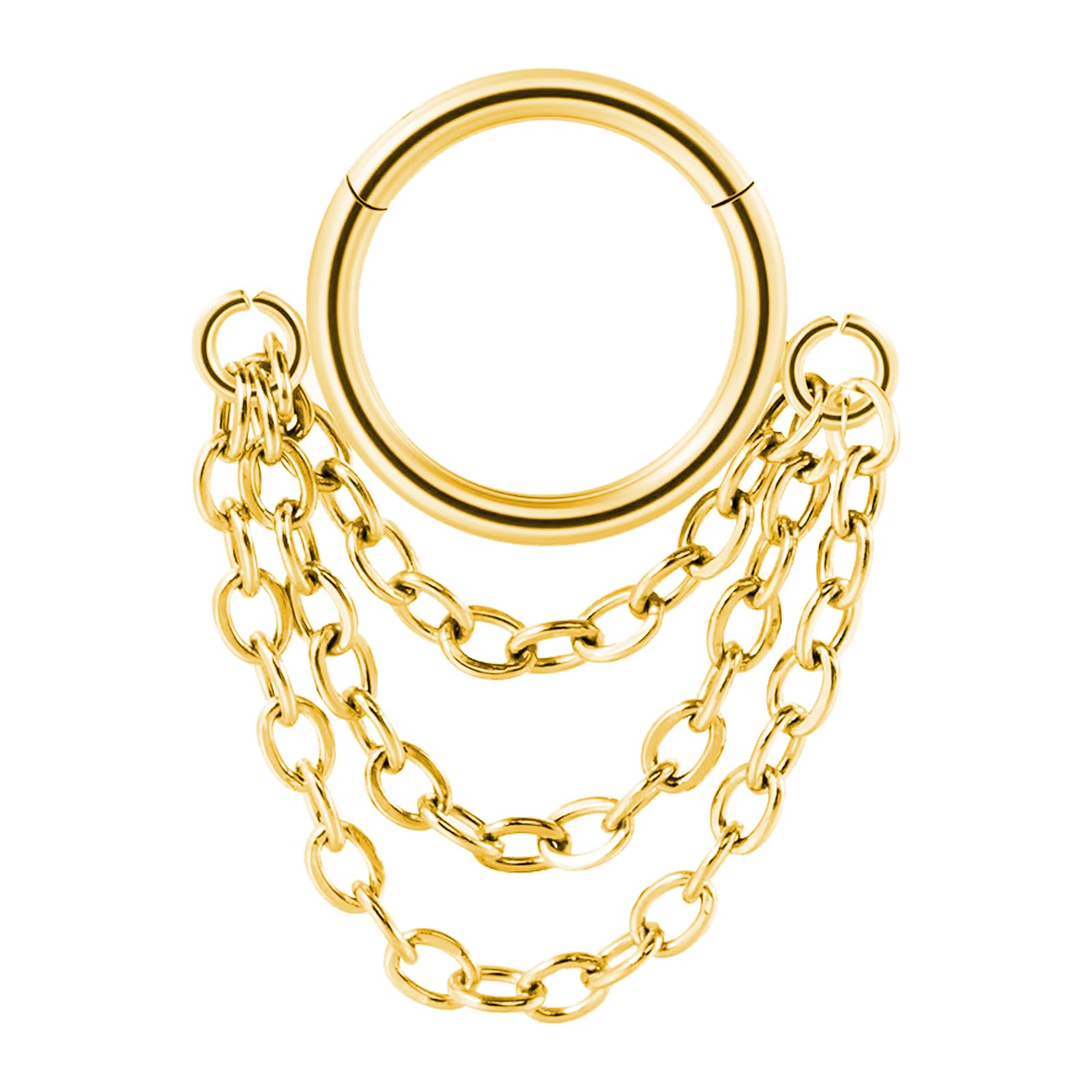 16G 316L Hinged Septum Ring Dangle Chain Nose Ring Surgical Steel Daith Earrings Conch Daith Rook Tragus Piercing Jewelry Small Hoop Earring