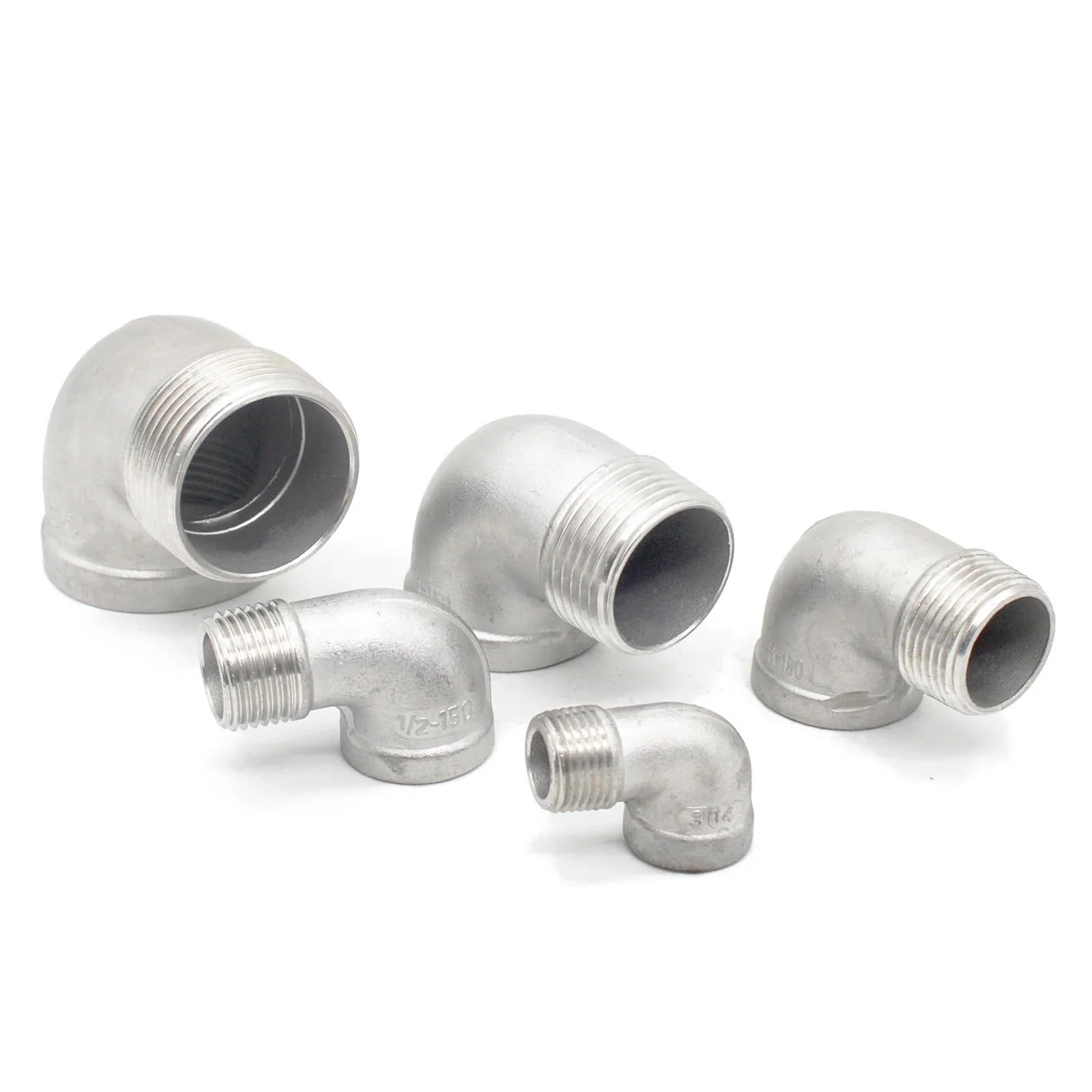 Gomito ad angolo di 90 gradi SS304 maschio x femmina Raccordi per tubi filettati Raccordo filettato a gomito Adattatore 1/4 "3/8" 1/2" 3/4" 1" 1-1/2" (DN50)