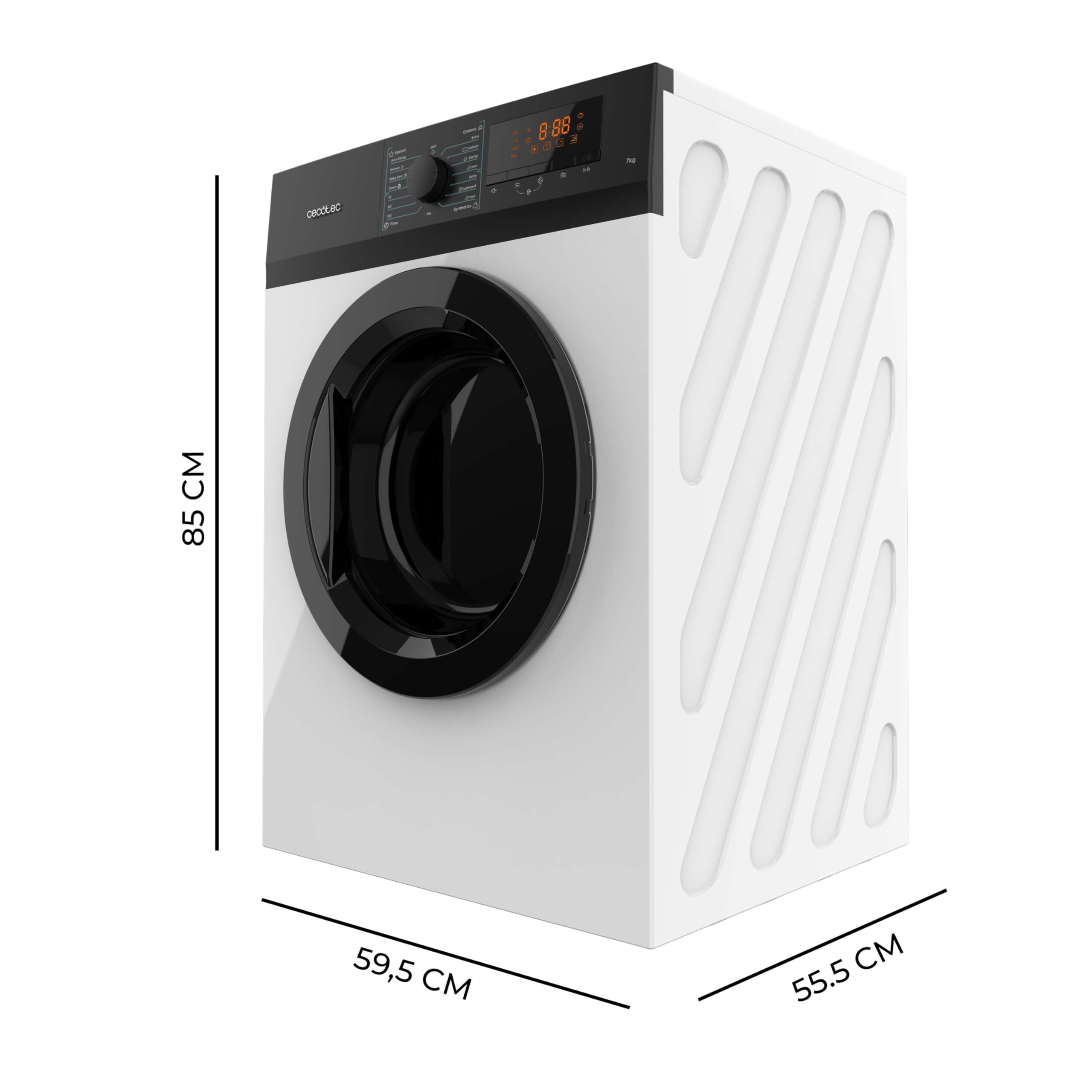 Cecotec Secadora 7 kg Bolero DressCode Dry 7200V C, Clase C, Sistema de Evacuación, 15 programas, Secado automático, Planchado fácil, Kid Lock, DelayStart, Giro Bidireccional, Función Silence