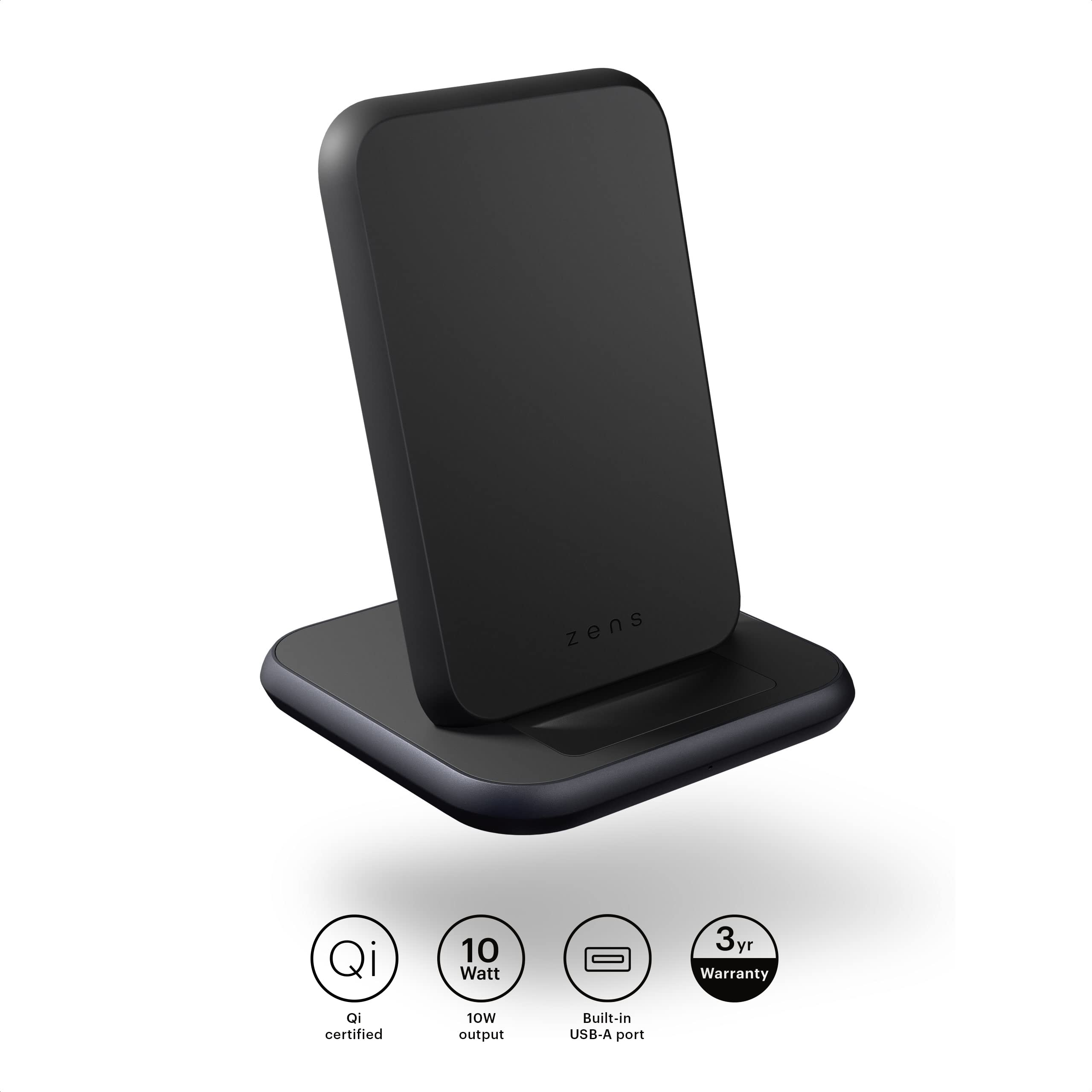 Zens Caricabatterie Wireless Qi 10W - Supporto O Base Piana Bianco