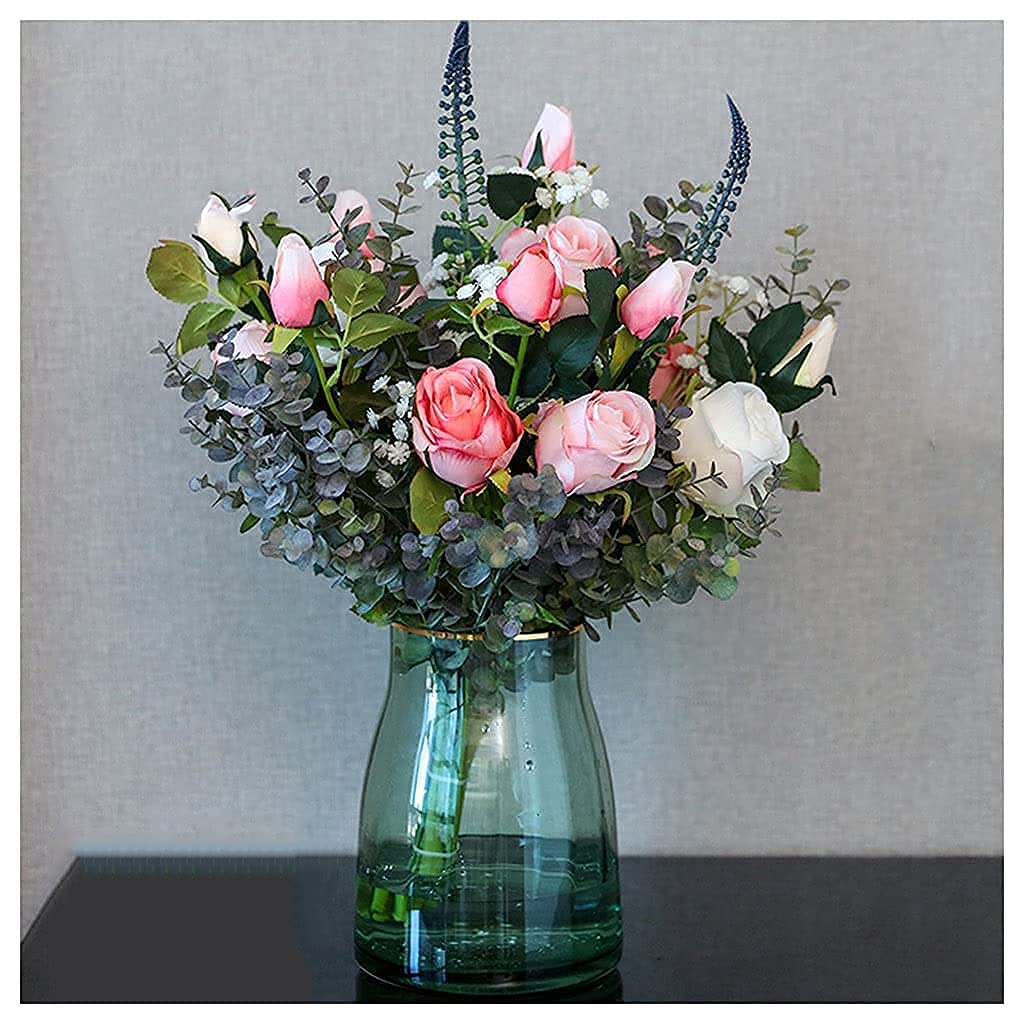 XDLEDMKIZ Artificial Flowers Simulation Bouquet Rose Flower Living Room Dining Table Fake Flower Set Silk Flower Decoration Suitable For Wedding Office Exhibition Hall Hotel L