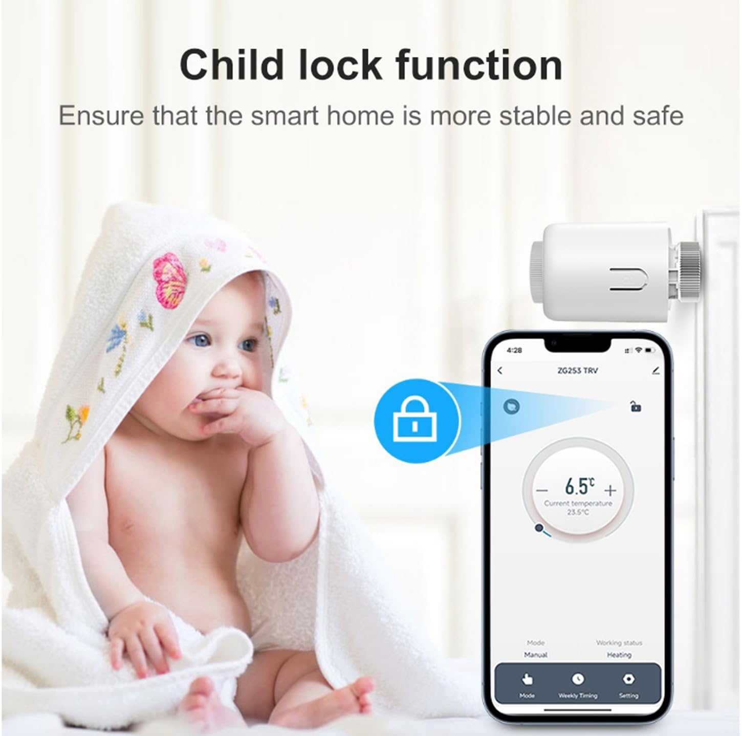 Valvola termostatica intelligente per radiatore: valvola termostatica programmabile, termostato Zigbee per regolazione della temperatura, controllo tramite app, hub Tuya Zigbee richiesto, Bianco