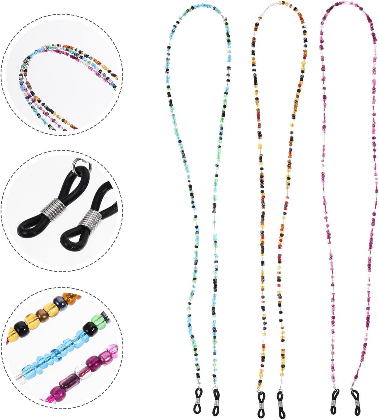 Hemoton 3 Pcs Eyeglass Holder Lanyards Glasses Chains Universal Anti-slip Glasses Rope Strap for Men Women, Eyewear Accessories for Everyday Use