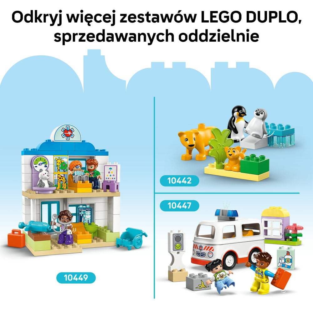 LEGO DUPLO Rodziny dzikich zwierząt 3 w 1 10446 | dzikie zwierzęta 3 w 1, klocki dla 2-latka, prezent dla dziewczynki i chłopca 2+, 92 elementy