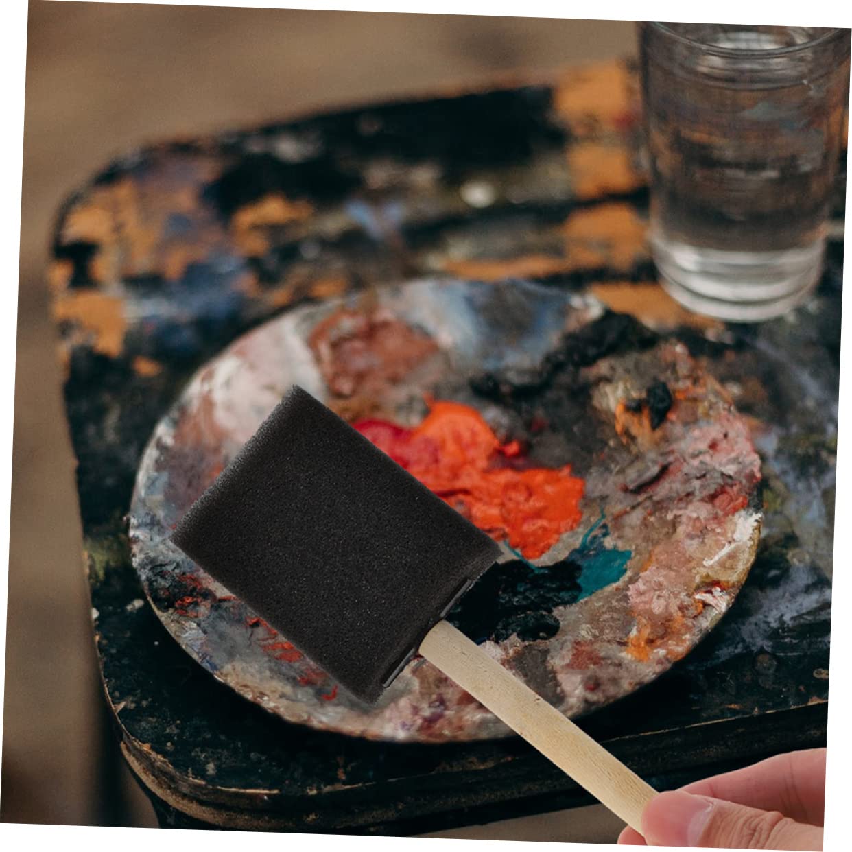 Gogogmee 12Pcs Sponge Painting Tools Compact Drawing Sponges with Handle for Versatile Art Supplies for DIY Crafts Scrapbooking and Card Making