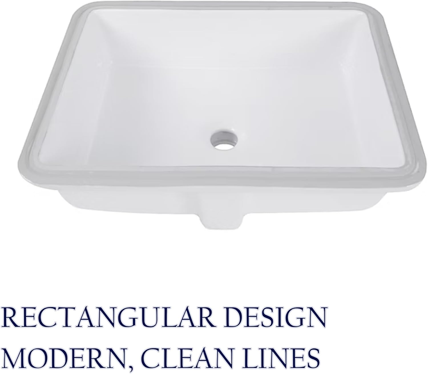 Nantucket Sinks GB-17x13-W Undermount Bathroom Sink – 17"x13" Rectangular White Bowl Bath Vanity Sink, Glazed Bottom for Open Console, w Overflow – Ceramic, High Gloss, Stain & Scratch Resistant