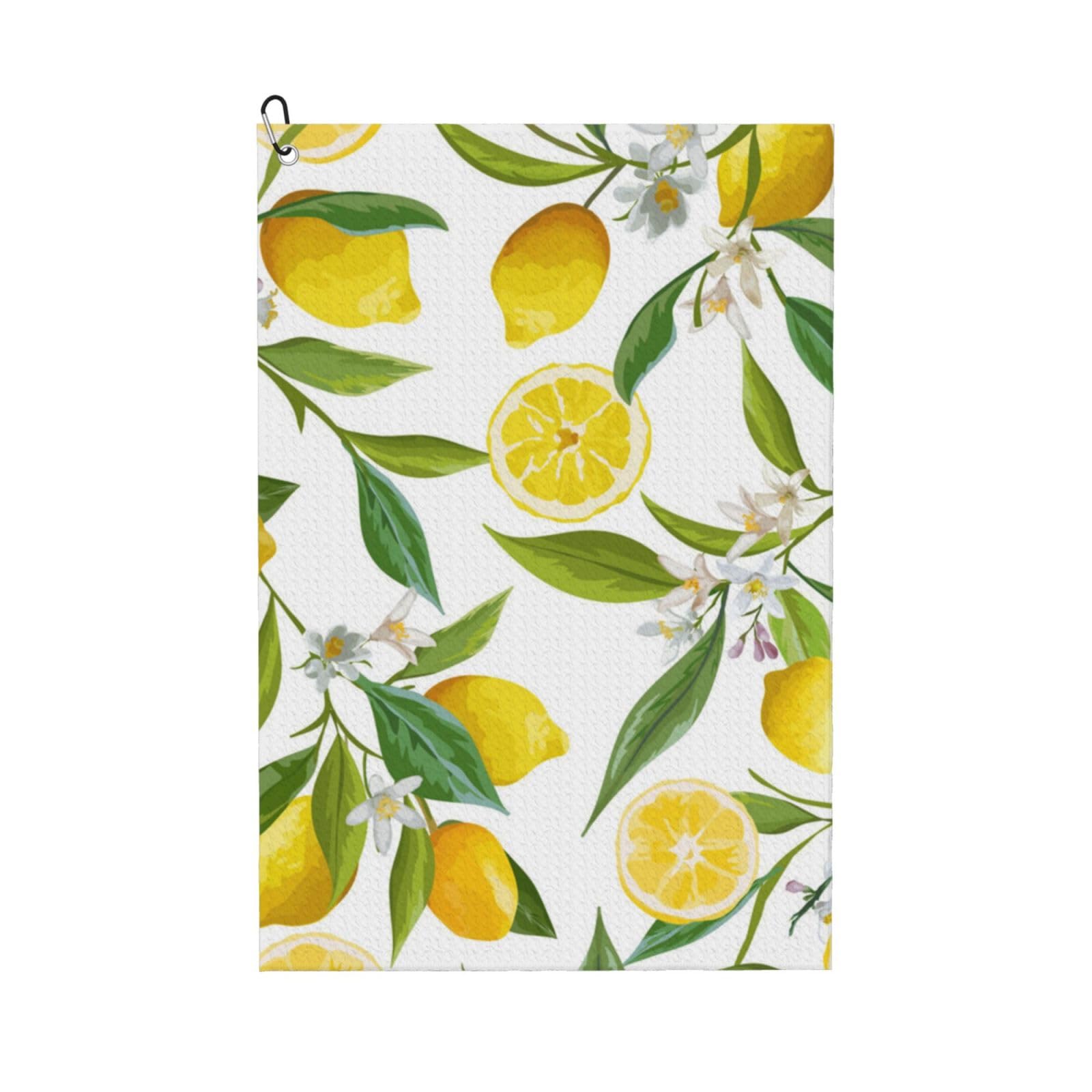 Hnnkloy Lemon Fruit Florals, 16x24 in Portable Waffle Golf Towels with Carabiner Clip for Golf Bag
