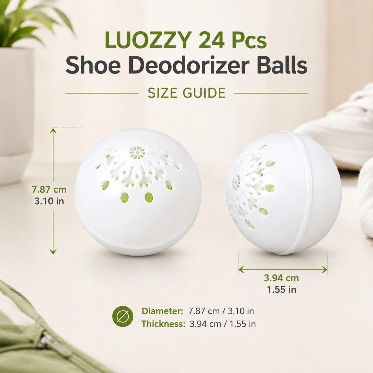 LUOZZY 24 Pcs Shoe Deodorizer Balls Sneaker Odor Shoe Aroma Ball Remover for Refreshing Sneakers Gym Bags Lockers