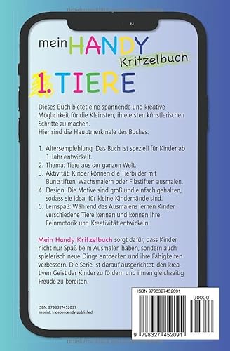 Mein HANDY Kritzelbuch: TIERE (German Edition)