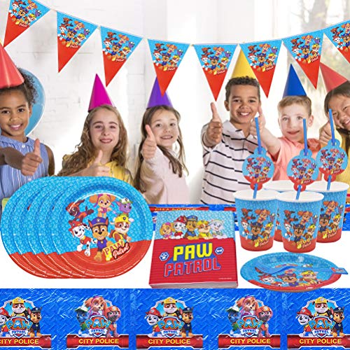 ZSWQ Paw Patrol feestartikelen, feestservies, papieren borden, servetten, bekers, rietjes, verjaardag decoratie set… - Image 5