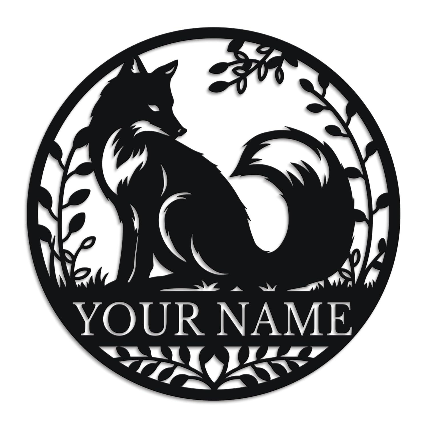 Herbraa Style-9 Personalized Fox Metal Sign, Custom Name Cabin Wall Art, Rustic Ranch Decor, Wildlife Lover Gift, Hunting Lodge Plaque, Farmhouse Welcome Sign, Outdoor Animal Accent (Style-9)