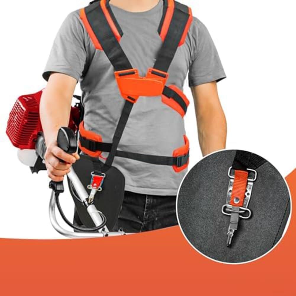 Correa de hombro para mochila amarilla y negra para cepillo de cortacésped, almohadilla de PVC gruesa ampliada, arnés doble ajustable para piezas de recortadora de jardín (amarillo)