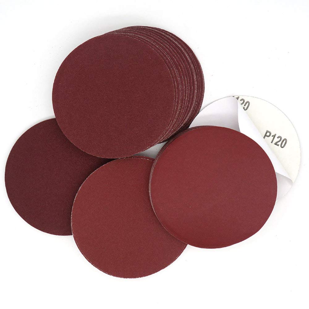 50 UNIDS 6 Pulgadas 150 MM Óxido de Aluminio PSA Vinilo Rojo Papel de Lija Adhesivo Discos de Lijado Molienda y Pulido Metal, Coches, Madera, Piedra, Surtido B