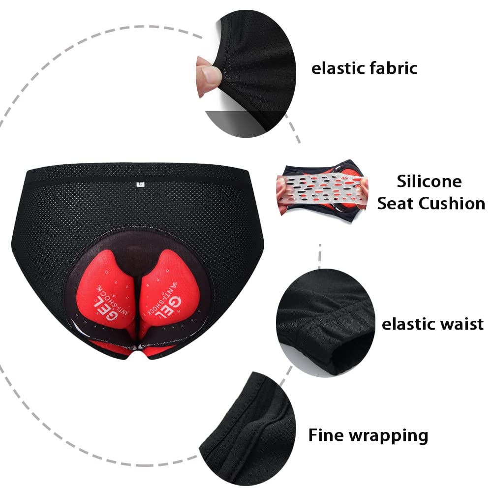 Radunterhose Herren mit 5D Sitzpolster Slip Fahrradunterhosen Gepolsterte Unterwäsche Boxershorts Kurz Radlerunterhose Atmungsaktive schnelltrocknende MTB Fahrrad Hose