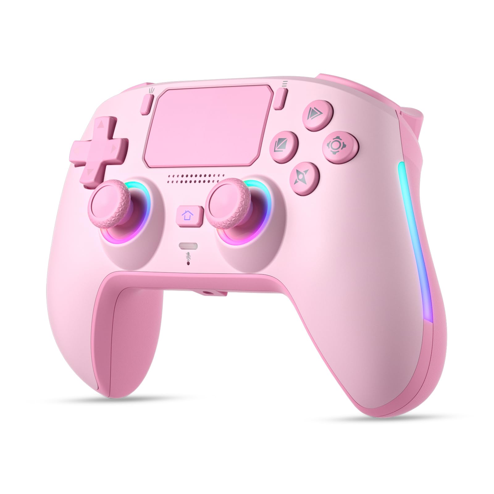 SIMGAL PS5 Game Controller, RGB LED Wireless Controller for PS5/PS4/PC/STEAM, Microphone/3.5mm Audio Headset Jack/1000mAh Built-in Battery, Turbo & Dual Vibration (A Pink)