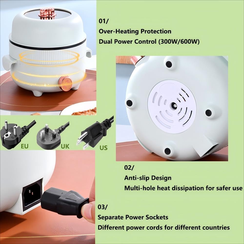 cuiseurs vapeurs électriques 2,2 L, poêle à frire antiadhésive portable, wok electrique, réchaud de voyage portable pour rôti/frame/steak/fondue/soupe pour dortoir/camping,double contrôle de puissance