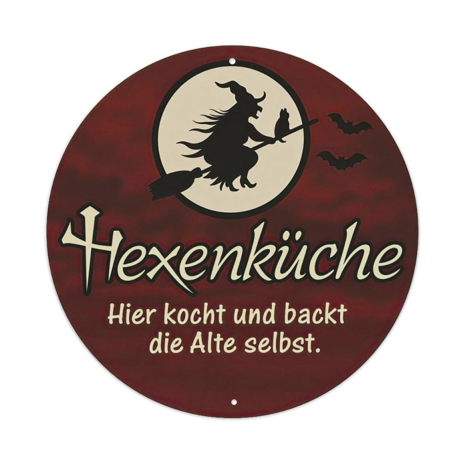 Witch On Broom Moon Bat Metal Tin Sign