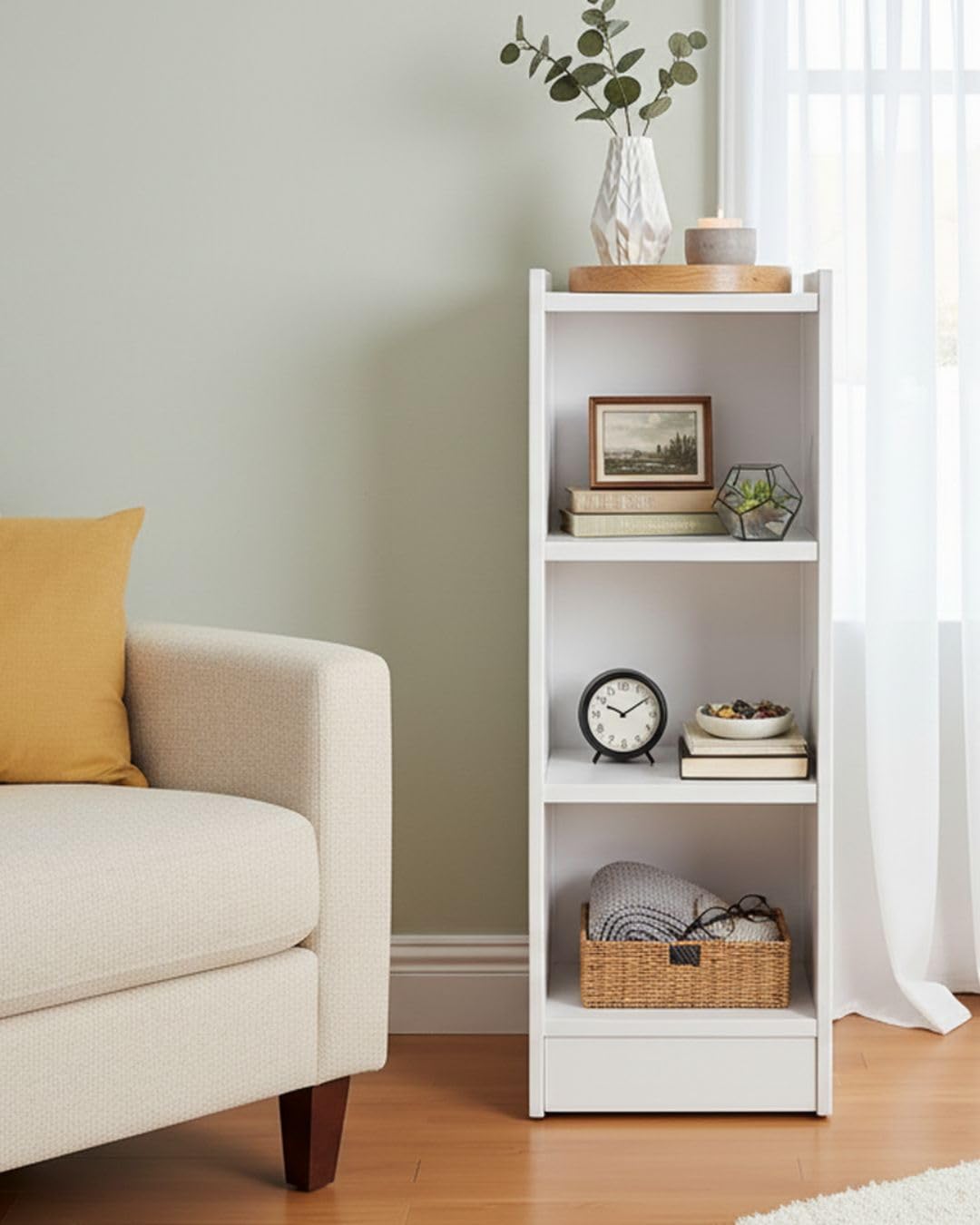SBF Furniture Engineered Wood Book Shelf/Storage Organizer Rack (3 Tier GHODO-White Marble)-image-1