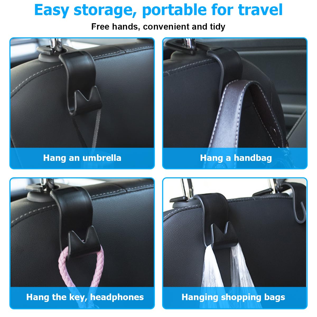4 Pezzi Ganci Universali Per Poggiatesta Auto – Organizzatore Multiuso Nascosto In ABS Per Sedili Posteriori – Accessori Veicolo Per Appendere Borse, Tazze E Ombrelli – Colore Marrone - 4