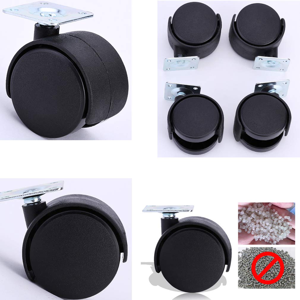 Ruote girevoli per impieghi gravosi, Set di 4 Ruote in Nylon per mobili, sedie da Ufficio, divani e scrivanie, Design a Doppia Ruota, capacità di carico di 50 kg, Pezzi di Ricambio