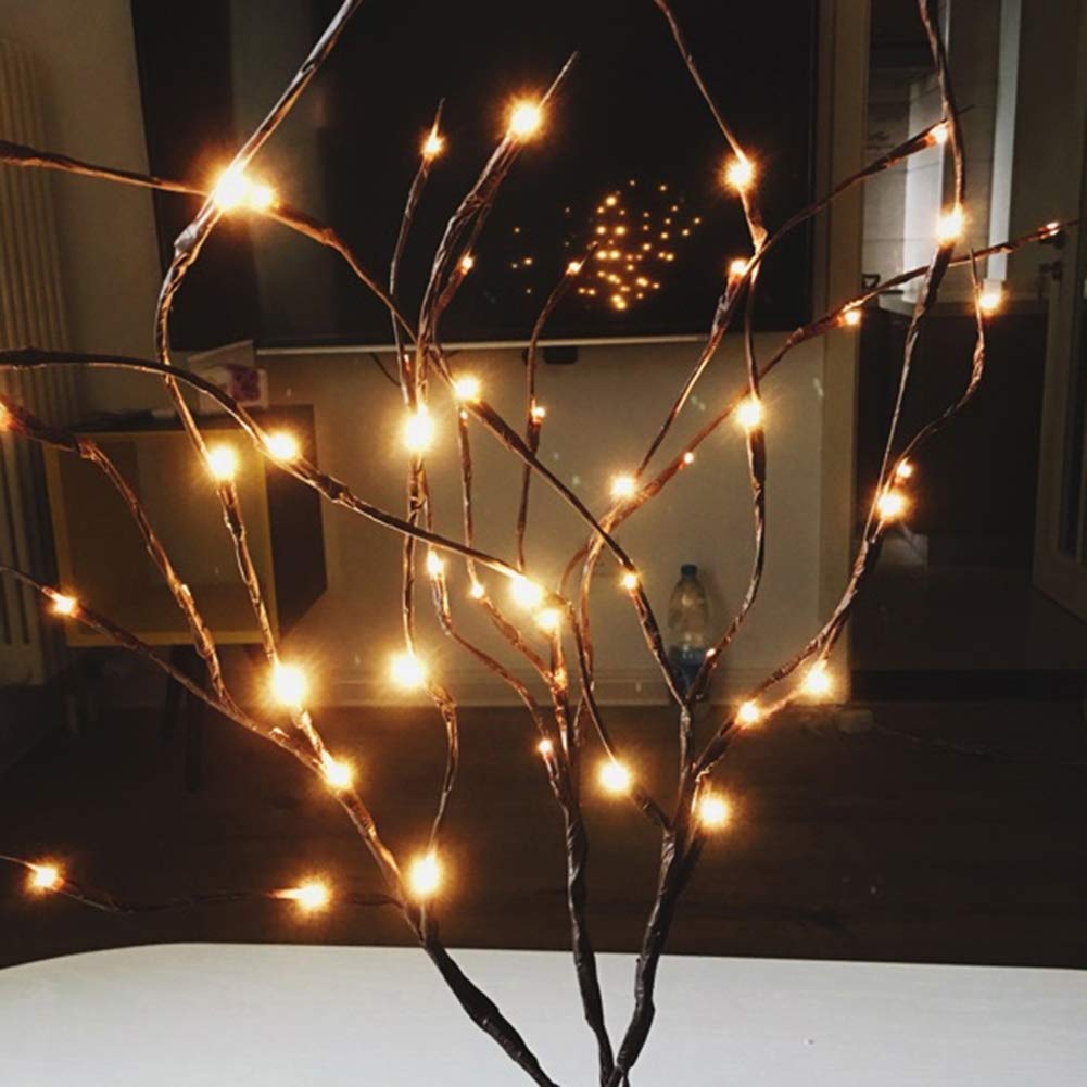 2/4 Stück Zweige Lichter LED Zweige batteriebetrieben, dekorative Lichter Weidenzweige beleuchtete Zweige für Vasen Zuhause Schlafzimmer Dekoration – 76,2 cm 20 LED-Lichter 4 Pack warmweiß