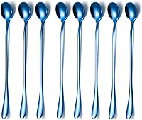 Vista 1 de 8 cucharas de café de mango largo, cucharaditas largas de acero inoxidable de 7.7 pulgadas, cucharas de té helado de cóctel, cucharas de helado
