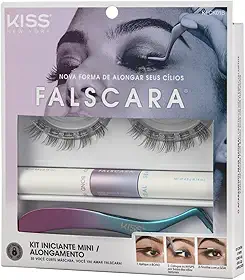Kiss New York Falscara Kit Iniciante Mini para Alongamento de Cílios, com Aplicador e Bond