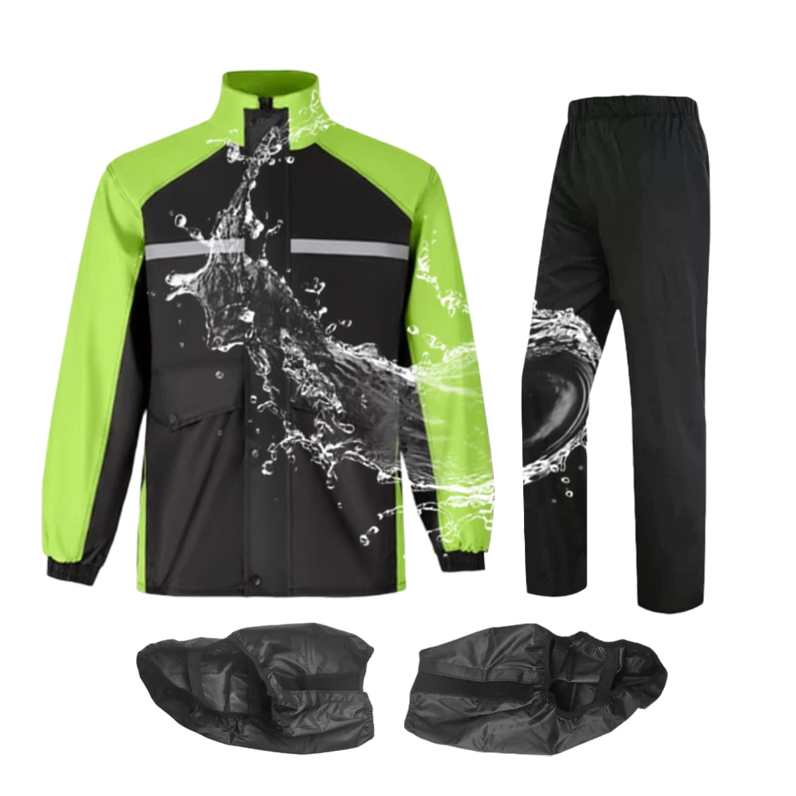 Tuta antipioggia per motociclismo, tuta antipioggia da uomo, leggera, riflettente, traspirante, poncho, stivali impermeabili per lavori di costruzione, ciclismo, campeggio, escursionismo