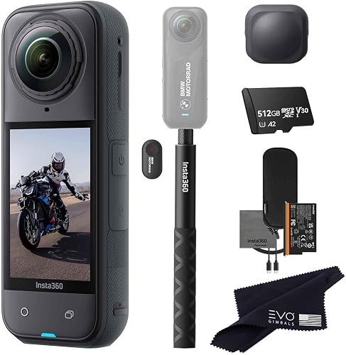 Insta360 X5 BMW Motorrad Limited Edition Basic Bundle with 512GB Card-8K Waterproof 360 Action Camera with 1/1.28" 48MP Sensors | Bundle Includes Action Invisible Selfie Stick, Lens Cap
