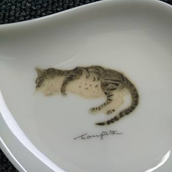 藤田嗣治　猫の絵皿　大皿　『猫と牛』 藤田嗣治 猫の絵皿 大皿 『猫と牛』