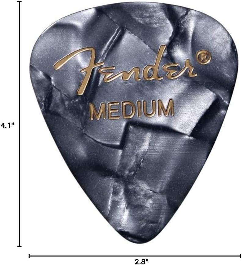 Fender Premium Celluloid 351 Shape Picks, Medium, Black Moto - 36 Pack