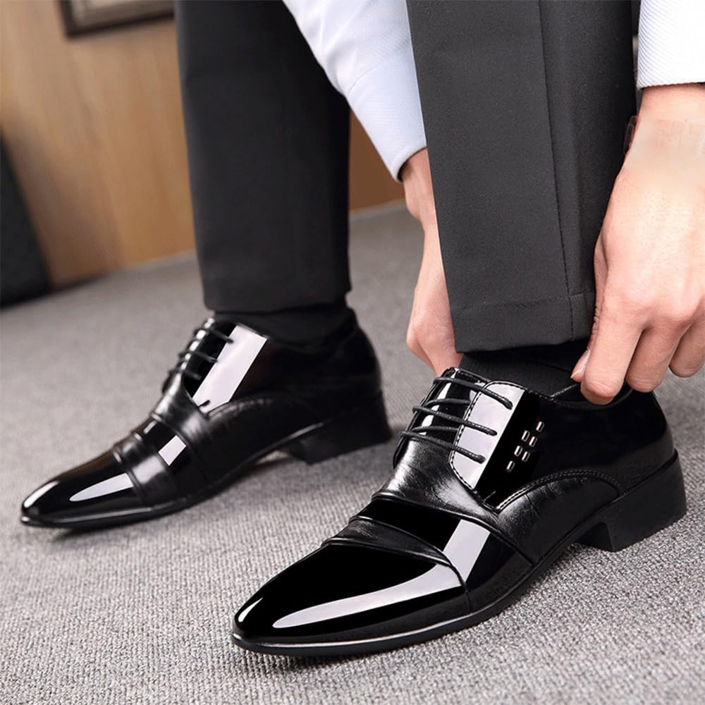 Scarpe Eleganti Oxford Classiche da Uomo in Pelle Nera, Scarpe Stringate a Punta for, Impermeabili, Casual e Formali