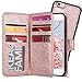 iPhone 6S Case Detachable Wallet, iPhone 6 Case, ULAK Glitter PU Leather Flip iPhone 6S Wallet Case With 7 Card Holder & Detachable Magnetic Hard Cover for iPhone 6/6S 4.7 inch,Bling Rose Gold