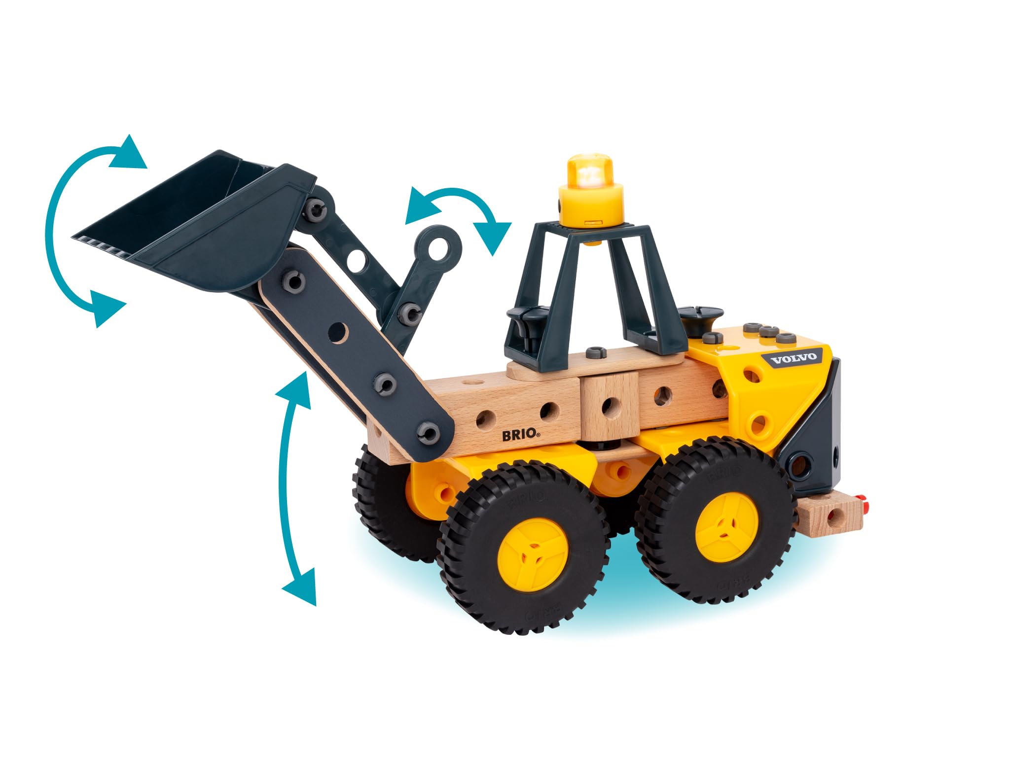 BRIO Builder 34598 Volvo Frontlader - Starkes Baufahrzeug mit beweglicher Ladeschaufel, Knicklenkung und Lichtmodul - Empfohlen für Kinder ab 3 Jahren