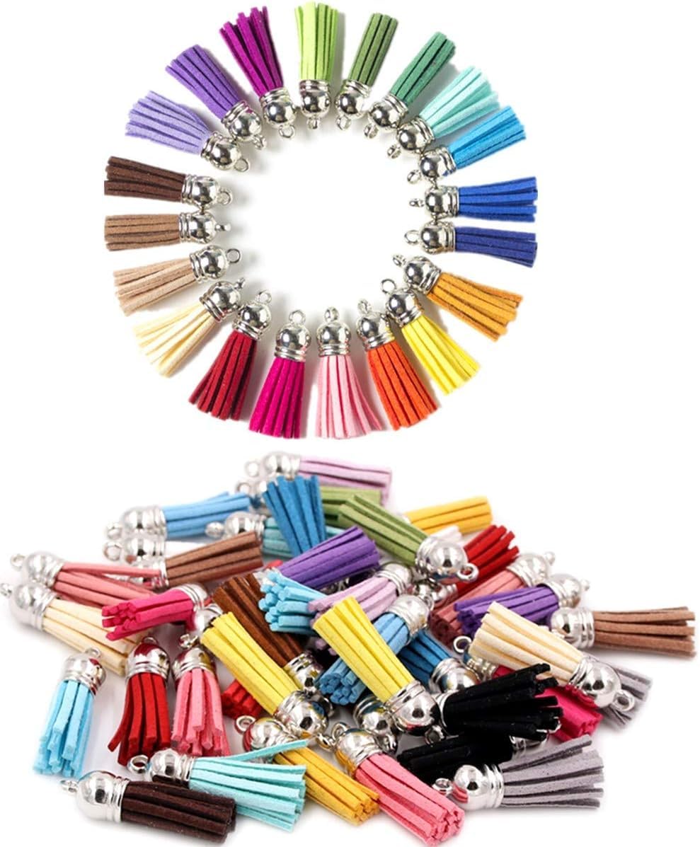 Pack of 12Pcs Leather Suede Tassel with Silver Caps, for Keychain Cellphone Straps Jewelry Charms,Suede Leather Tassels DIY Accessories-picture-15